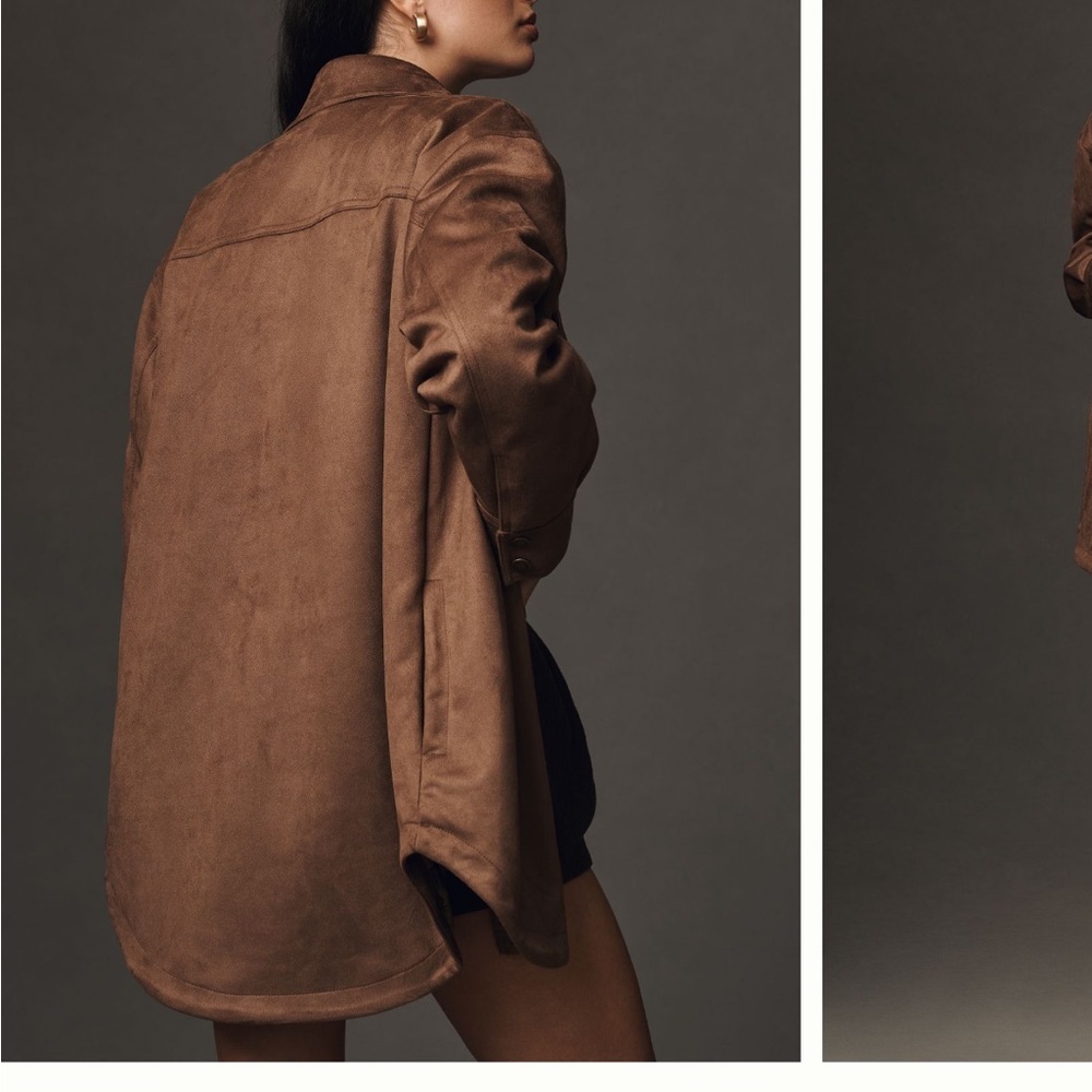 NWT The Tillie Relaxed Faux-Suede Shacket by Pilcro - Picture 9 of 11